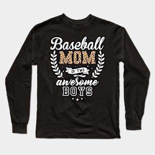 Proud Mom Of Two Awesome Boys Mother Leopard Mother's Day Long Sleeve T-Shirt